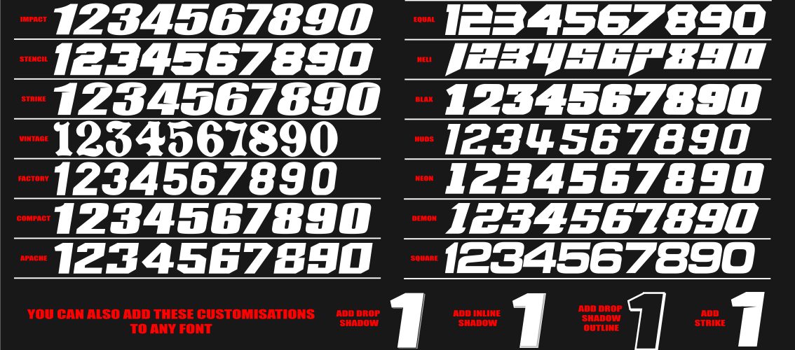 Supercross Number Fonts